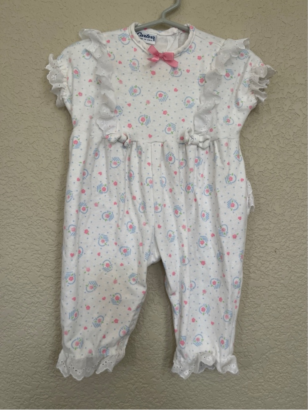 Vintage Carters Floral Ruffled Romper